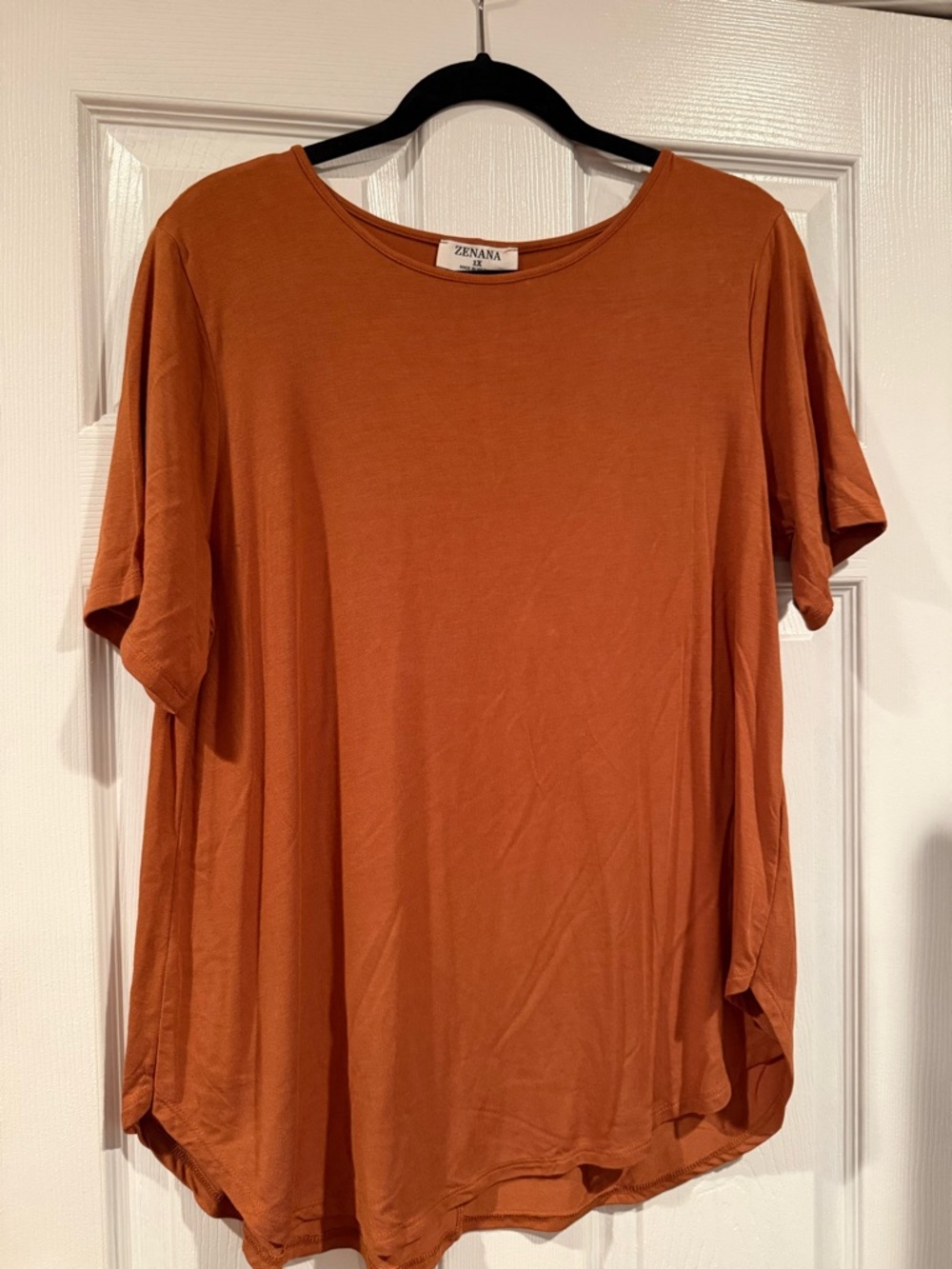 Zenana Outfitters Rust Orange Ribbed Tunic Top